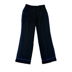 Diane Von Furstenberg Black With Blue Stripes Trousers Dress Pants Sz 2